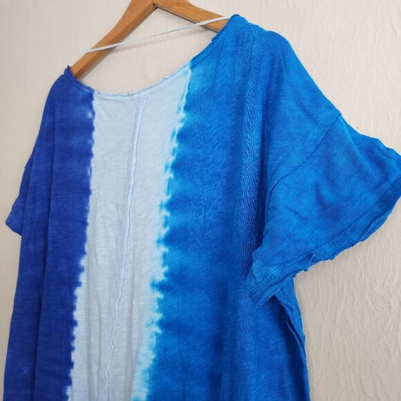 NEW Free People Ice Cream Sundae Blue Ombre Tie-Dye Maxi Cotton Dress - Picture 15 of 15
